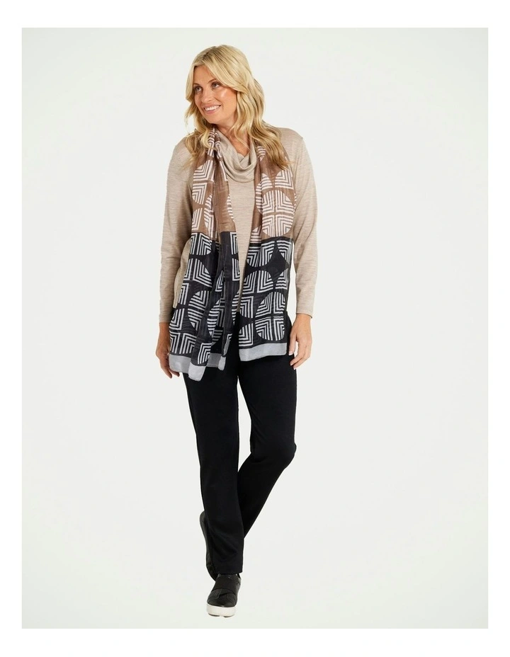 Hedrena Cowl Neck Long Sleeve Top in Beige