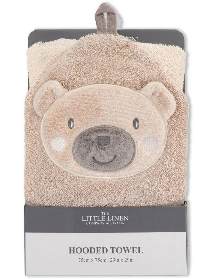 Character Nectar Bear Hooded Towel in Beige