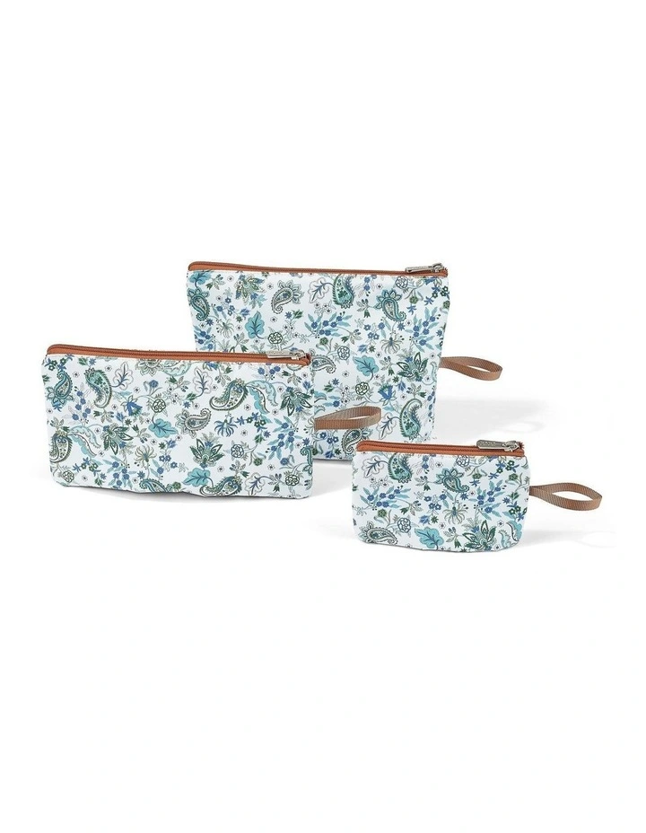 Packing Pouch Trio in Blue Paisley