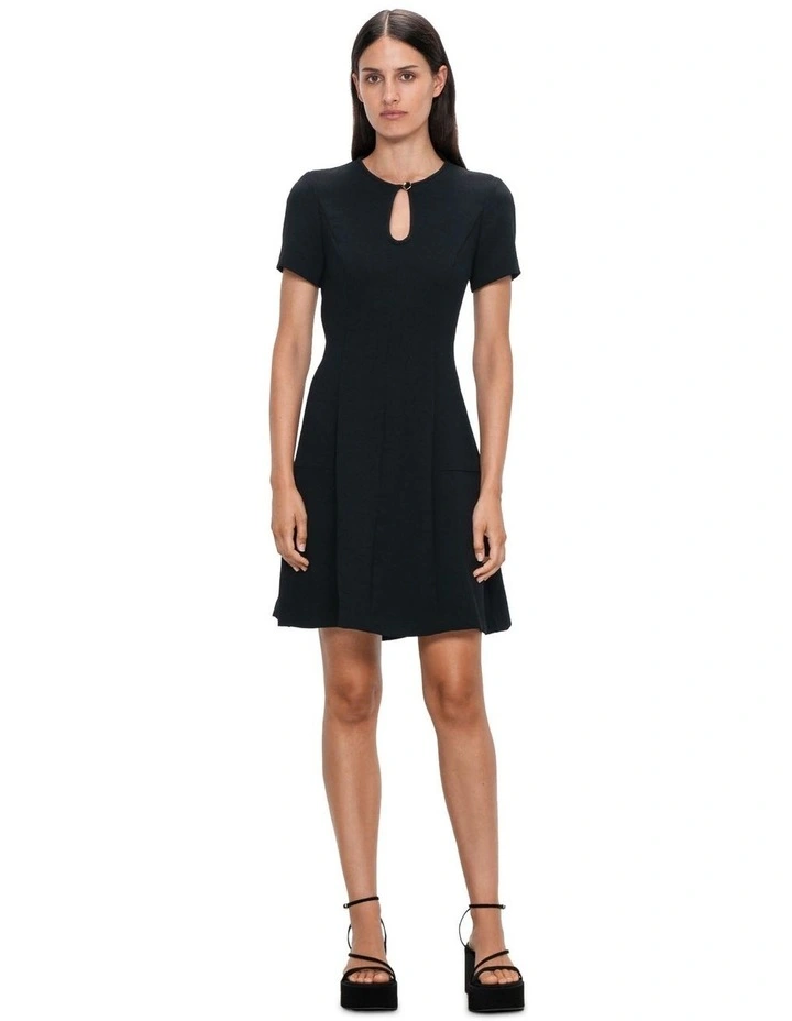 Crepe Key Hole Dress in Black