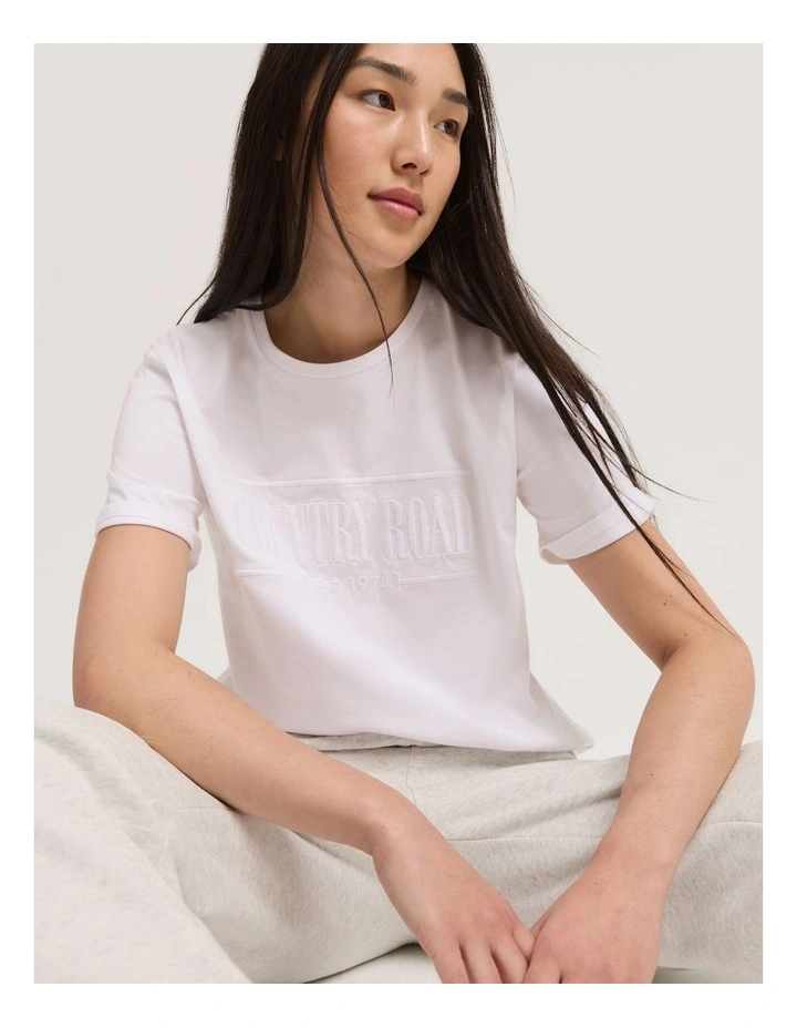 Verified Australian Cotton Heritage Embroidered T-shirt in White