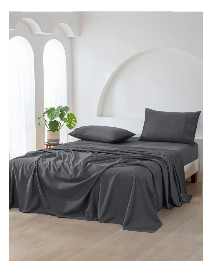 Cotton Sateen Sheet Set Single Bed in Charcoal