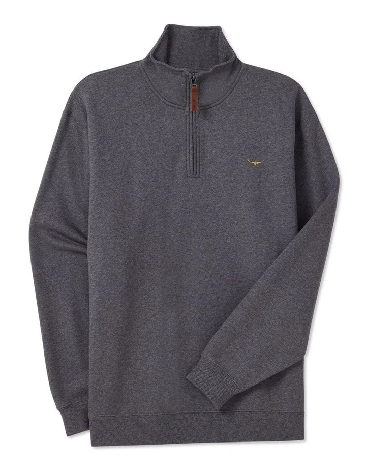 Mulyungarie Qtr Zip Sweat Top in Charcoal