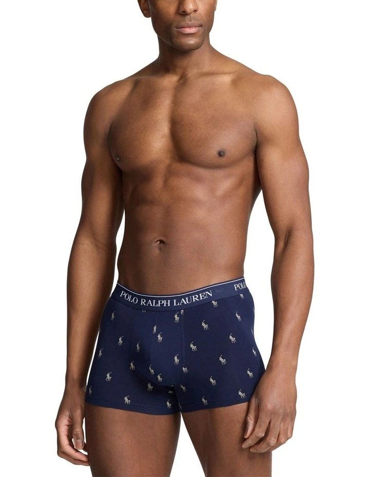 Fashion Print Trunks 3 Pack in Navy Aopp/Stn Green