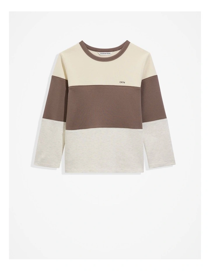 Organically Grown Cotton Block Stripe T-shirt in Chocolate