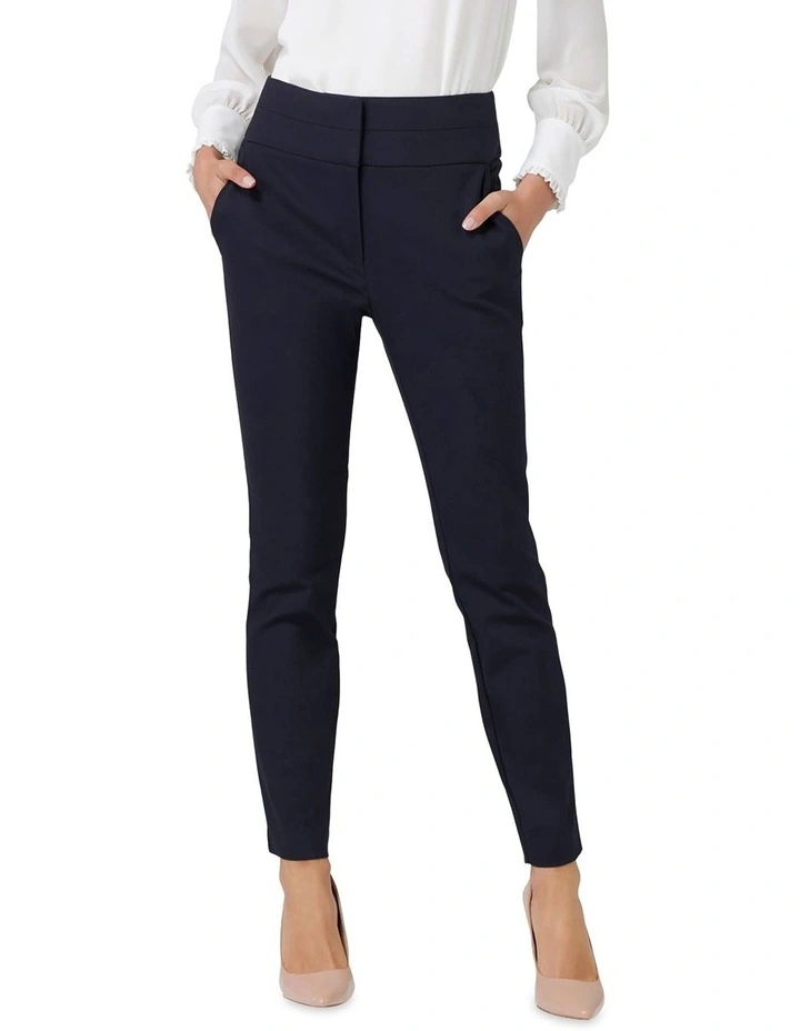 Georgia High Waist Full Length Pant in Navy