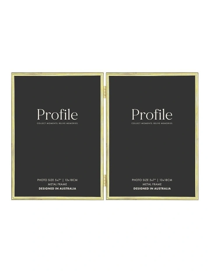 Habitat Hinged Double Metal Photo Frame 5x7 in Gold