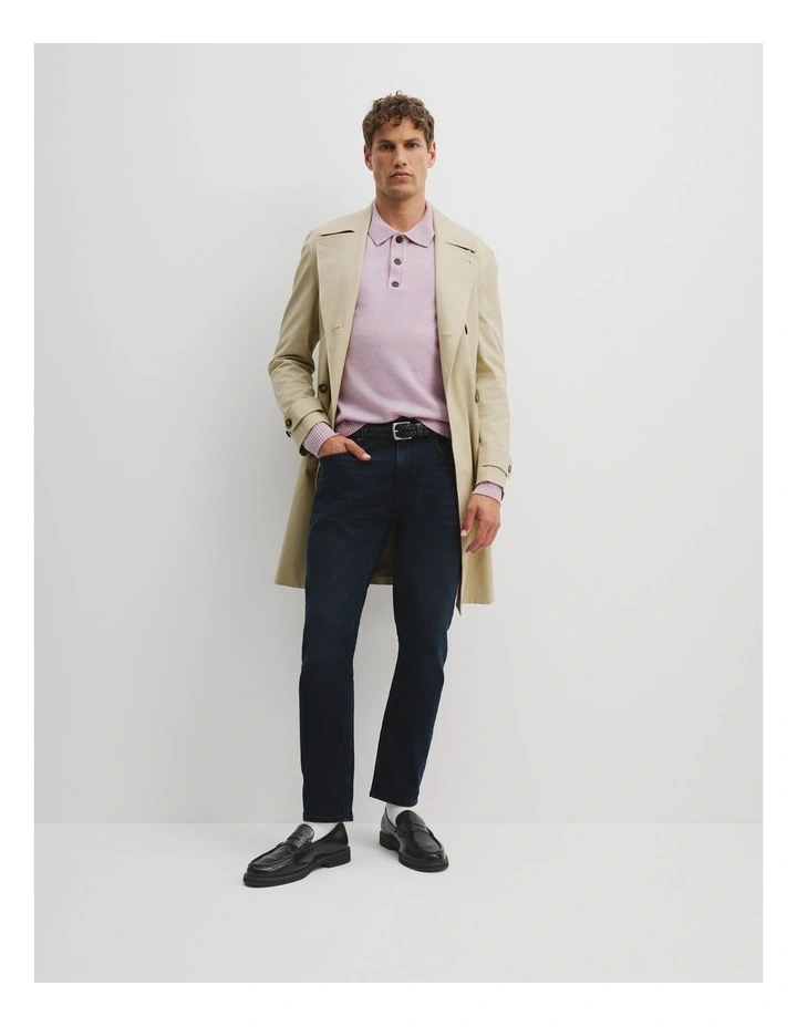 Wool Knit Polo in Soft Pink