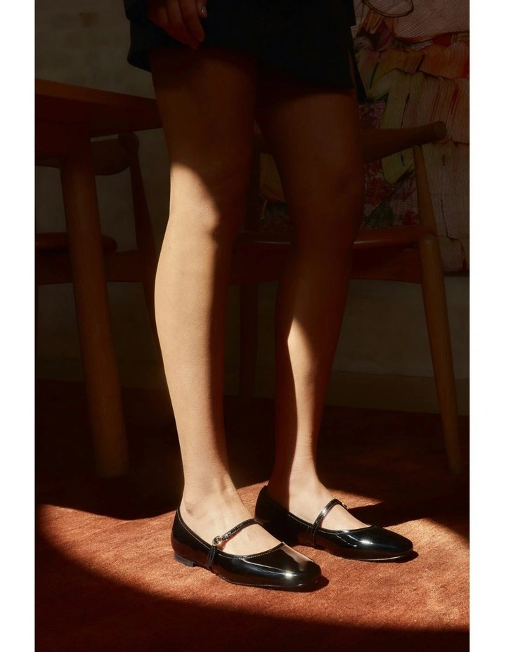 Rey Mary Jane Ballet in Black Patent