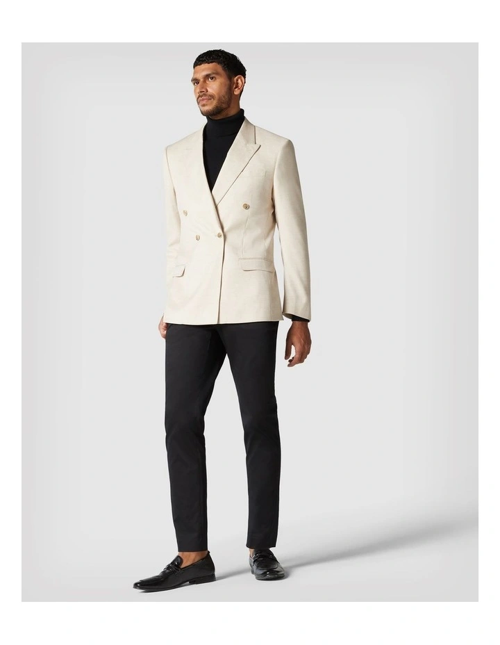 Slim Stretch Double Breasted Tailored Jacket in Natural