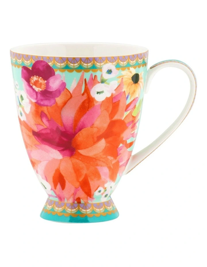 Teas & C's Dahlia Daze Footed Mug 300ml Gift Boxed in Multi