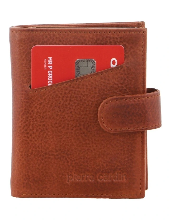 Leather Smart Slide Card Holder Tab Wallet in Tan