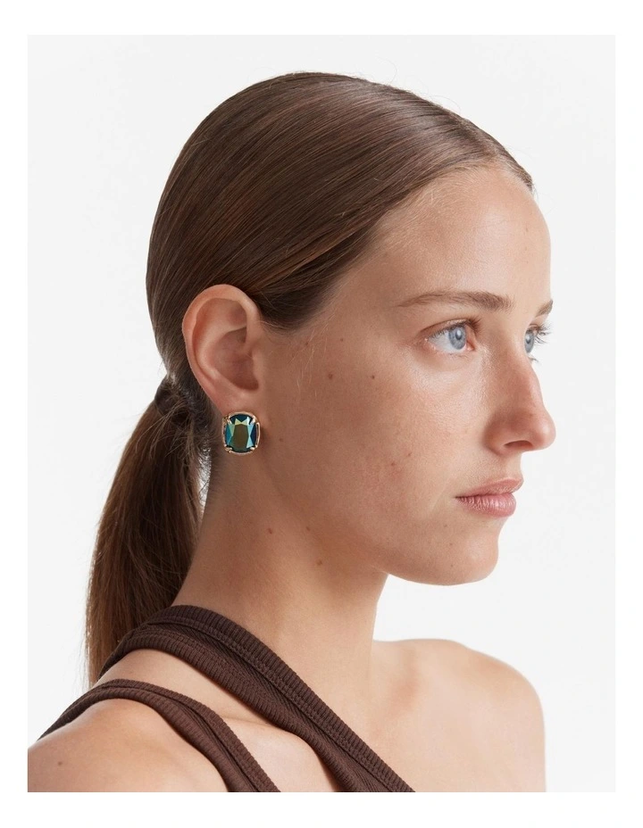 Reflective Stud Earrings in Green