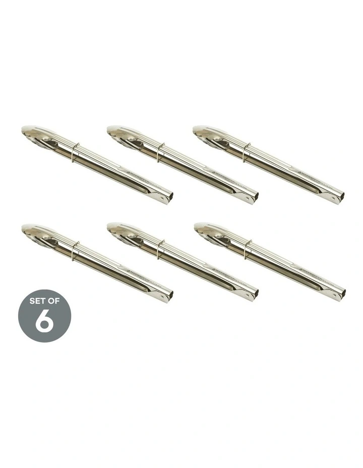 Grabbers Tongs 30cm Stainless Steel Set of 6