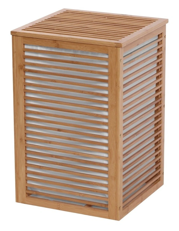 Sherwood Home Foldable Bamboo Laundry with Lid Large in Brown