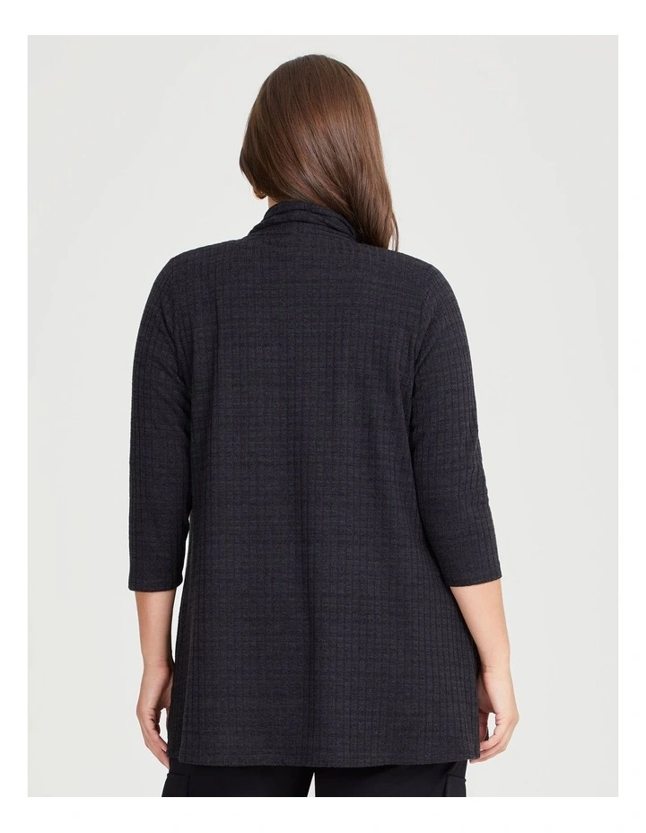 Rib Knit Swing Cardigan in Black
