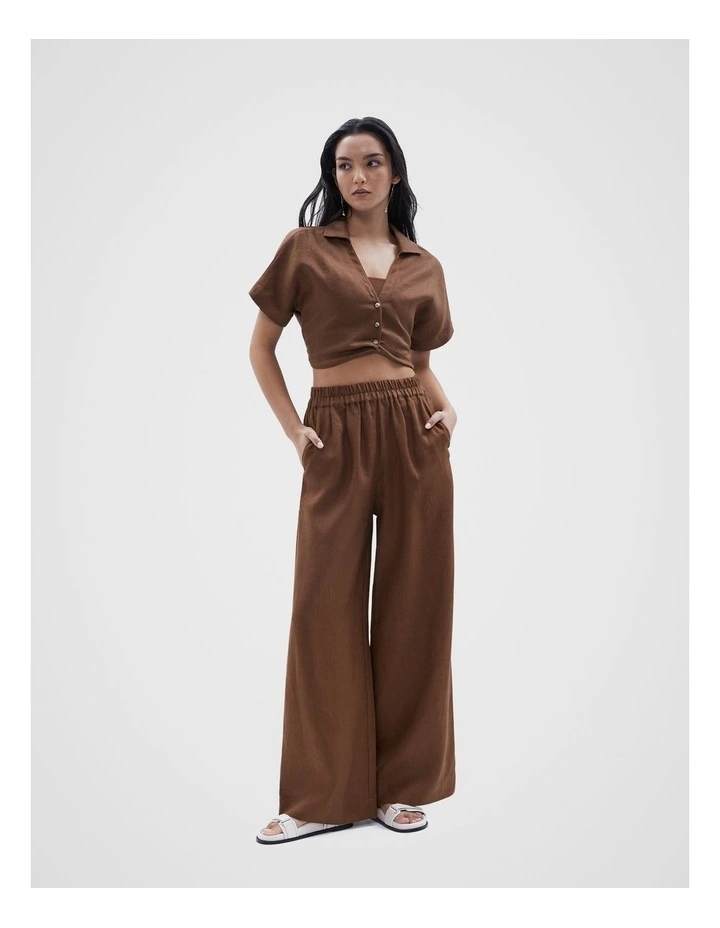 Linen Twist Detail Top in Chocolate