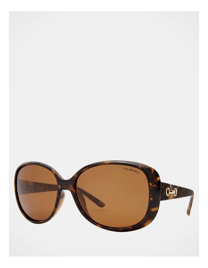 Ava Polarised Tortoise Rectangle Sunglasses 383969