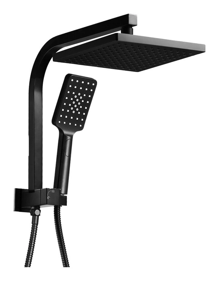 8 Inch Handheld Square High Pressure Rain Shower Head Set in Black