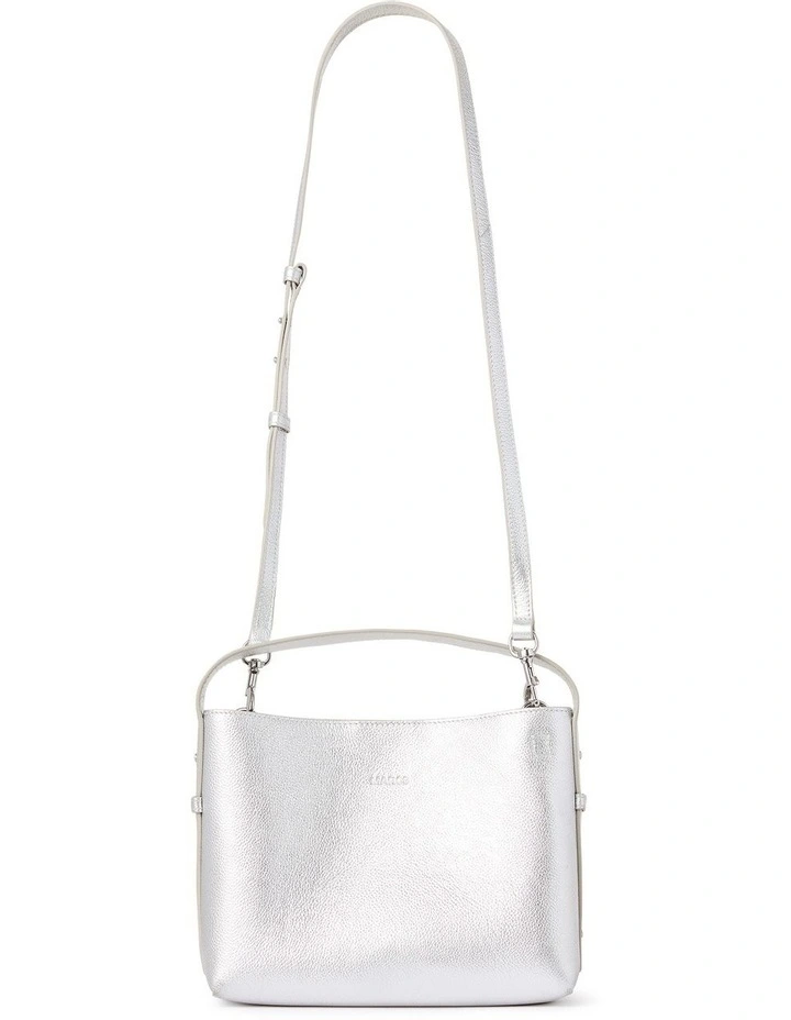 Tori Mini Leather Tote Bag in Silver