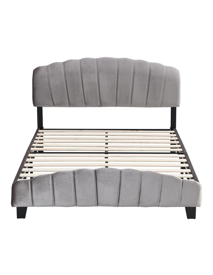 Double Size Shell-Style Bed Frame Base in Grey
