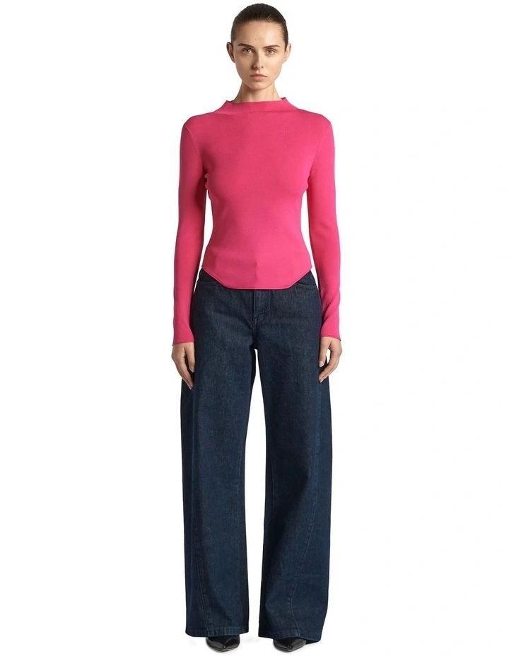 Corset Hem Knit in Hot Pink