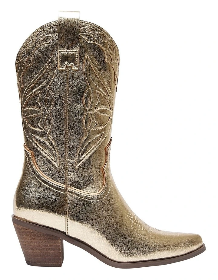 Rodeo Western Boots in Soft Gold Metallic