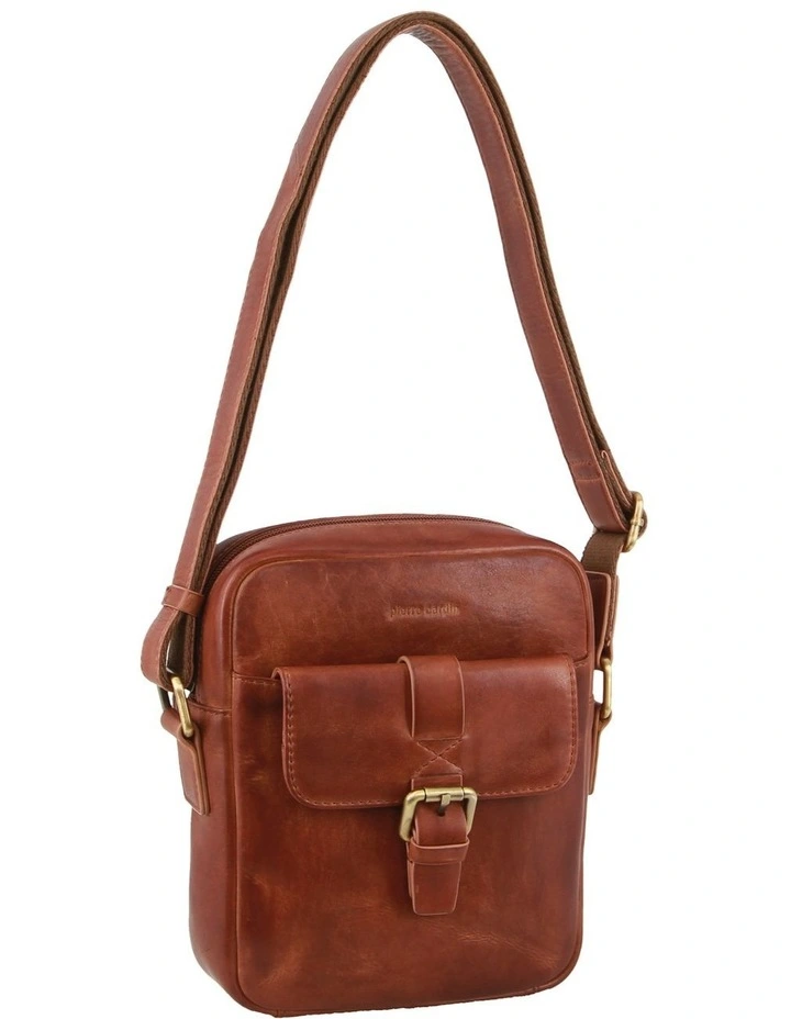 Leather Crossbody Bag in Cognac