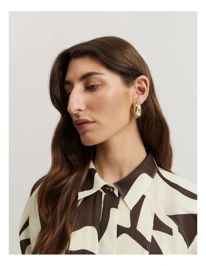 Statement Round Hoop Earring in Gold