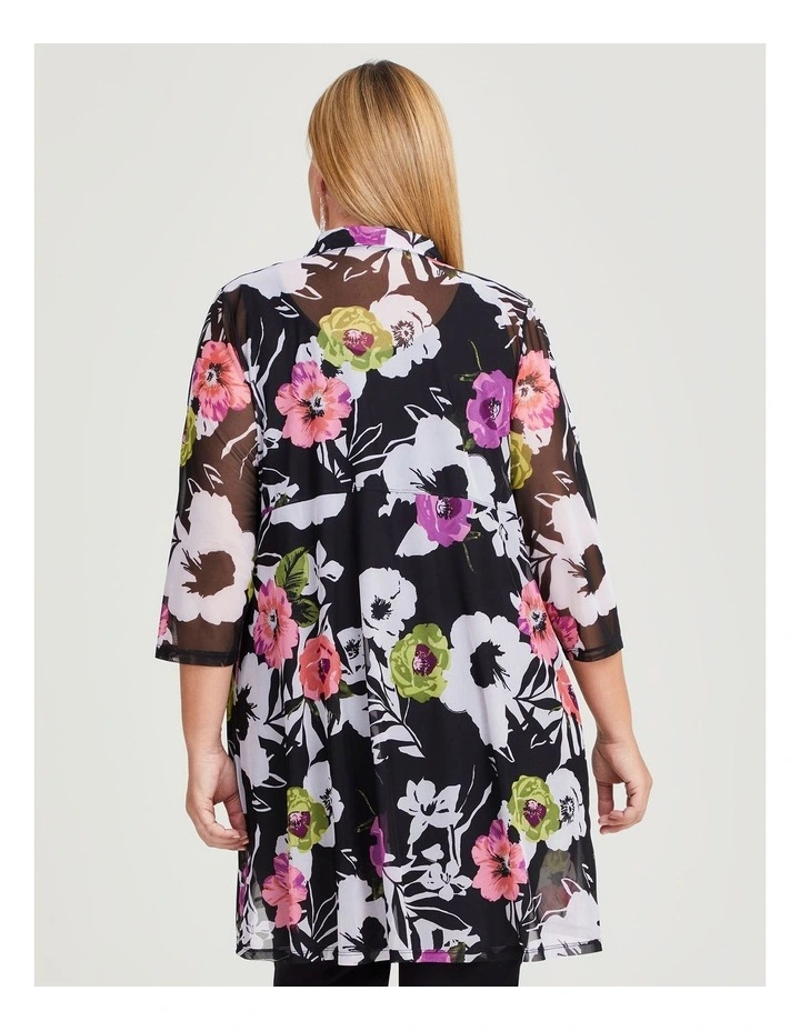 Mesh Cardigan in Floral Print