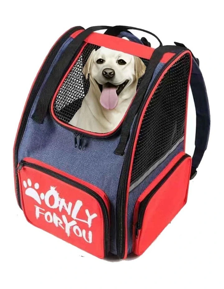 Portable Breathable Mesh Pet Carrier Backpack in Red