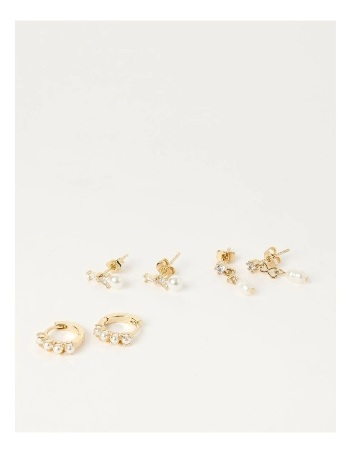 Pearl Earring Multipack 3pk in Pearl