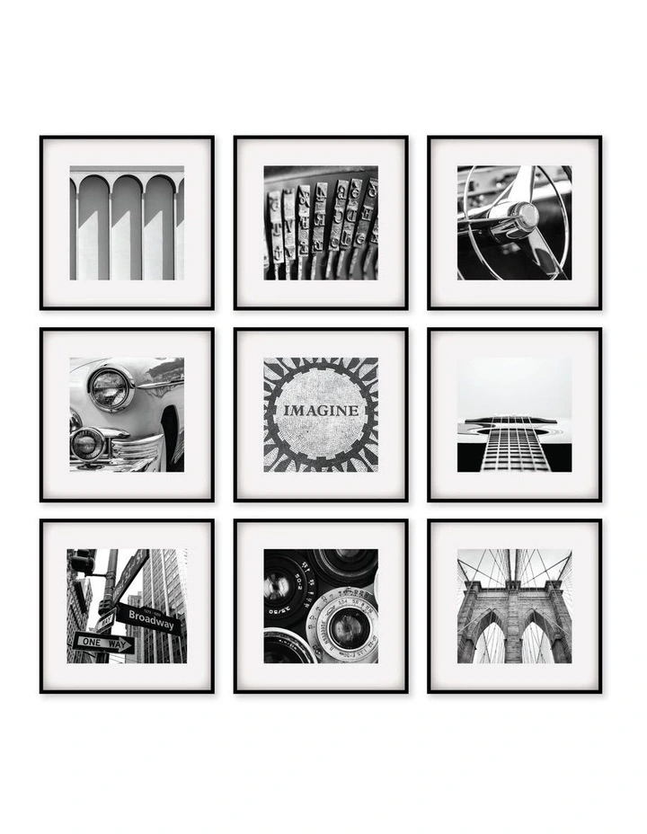 Square Frame Pack Of 9 in Black