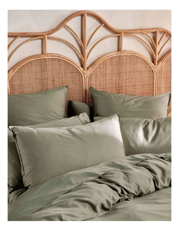 Nara 400TC Bamboo Cotton Quilt Cover Set in Moss
