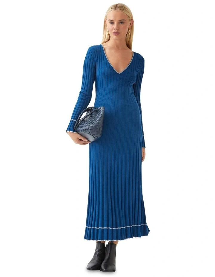 Cara Knitted Dress in Blue