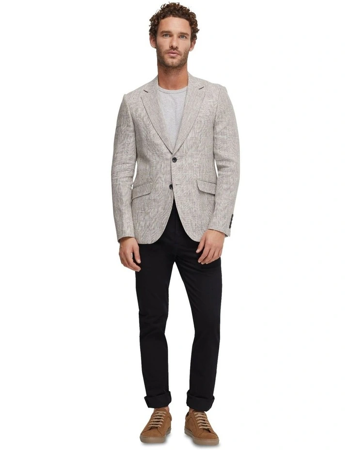 Blake Linen Check Blazer in Bark