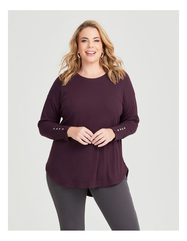 Rib Hi-Lo Top in Merlot