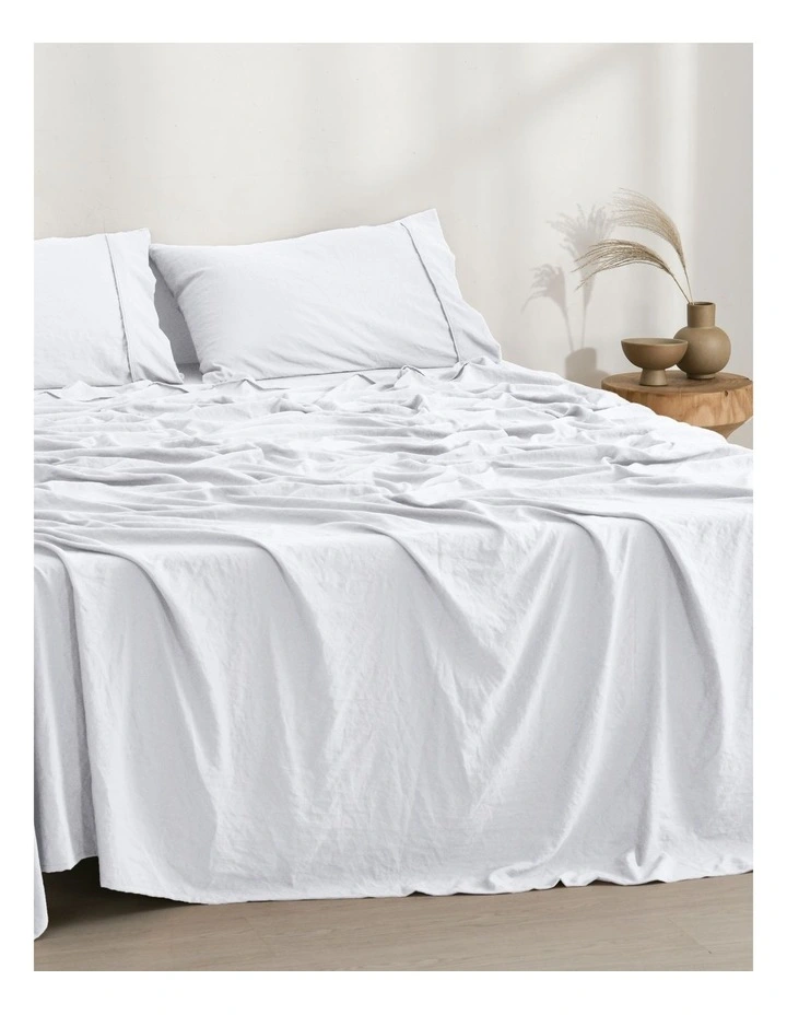 Superfine Washed Microfibre Sheet Set in White