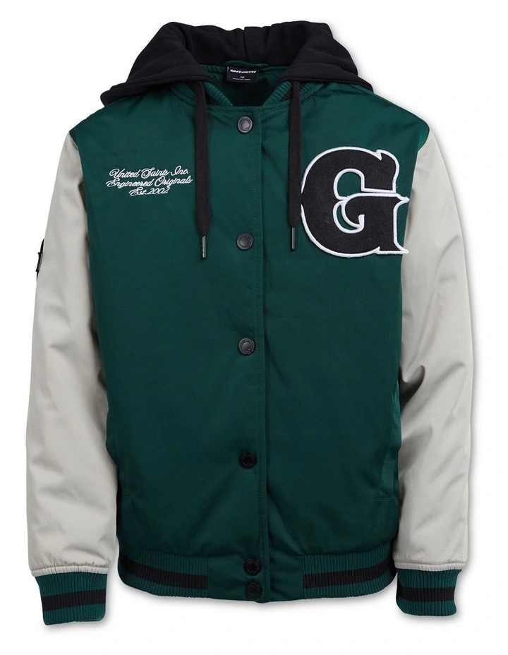 Varsity Bomber (3-7 Years) in Washed Green