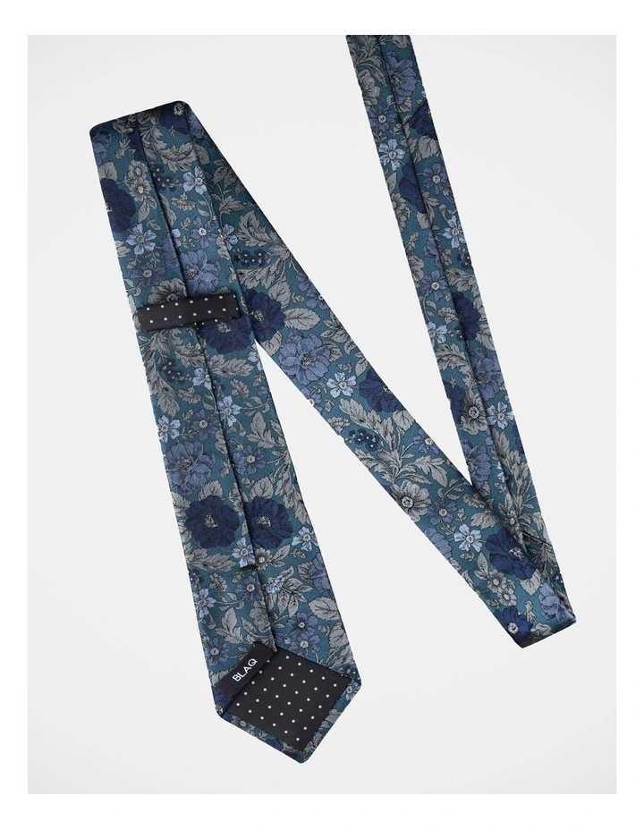Floral Silk Tie Teal