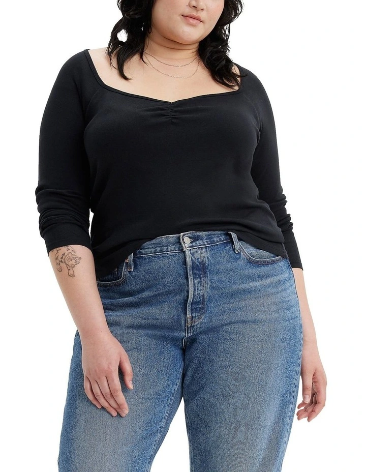 Heavenly Long-Sleeve Top (Curve) in Caviar