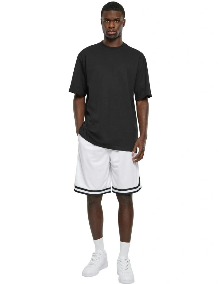 Stripes Mesh Short in White/Black