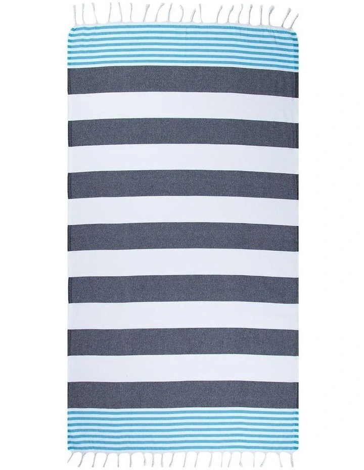 Thin Turkish Towel in Blue/Black