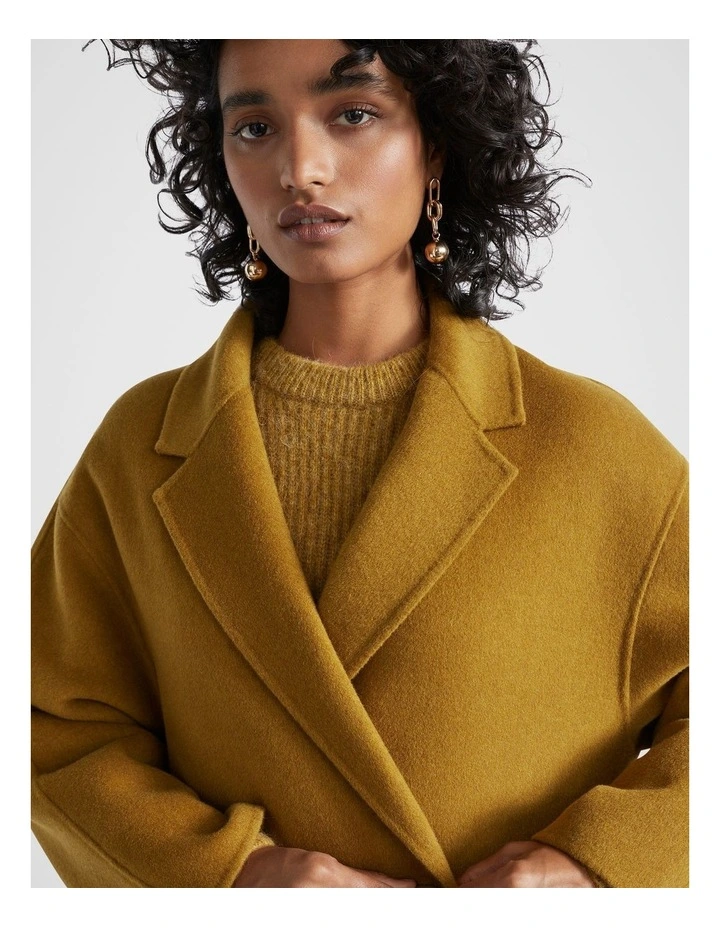 Wool Blend Classic Coat in Honey Gold