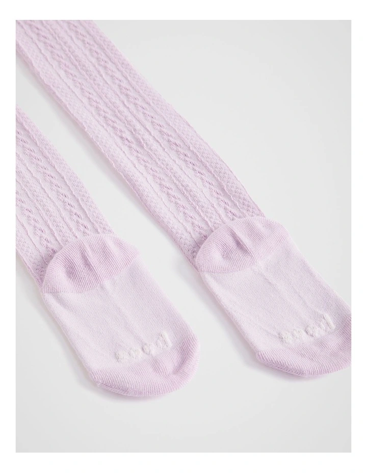 Cable Knit Tights in Orchid