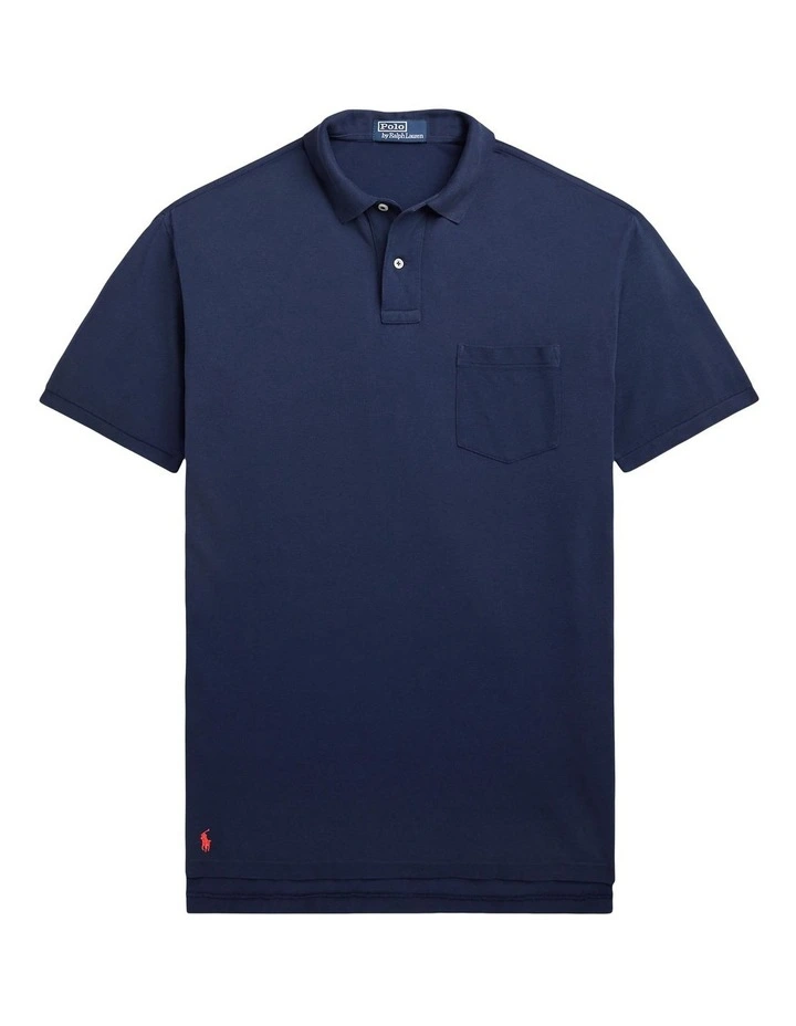Big Fit Mesh Polo Shirt in Blue