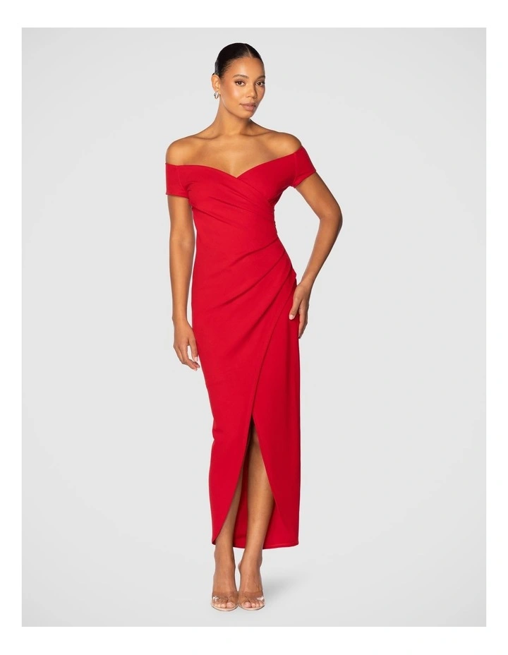 Alice Off Shoulder Gown in Red