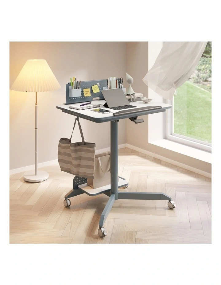 Sit and Stand Desk with Tilting Desktop in White/Green