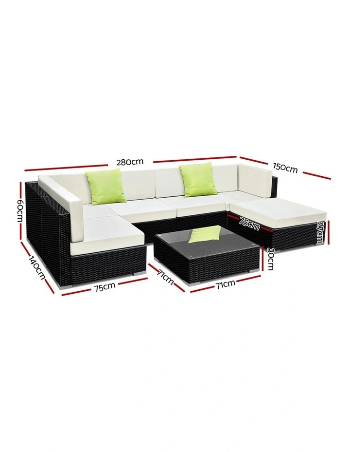 7 Piece Outdoor Furniture Set Wicker Sofa Lounge