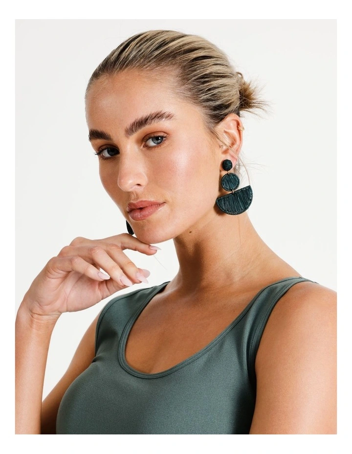 Raffia Earring in Khaki